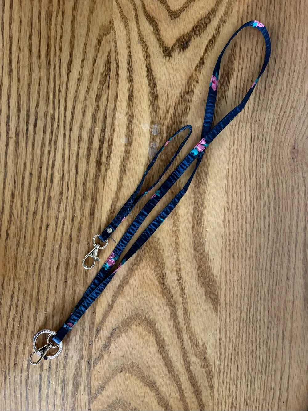 Simply Southern Navy with Floral Accent Lanyard with Key Ring and Wristlet